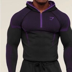 Gymshark Black & Purple Performance Half-Zip Hoodie NWT still in sealed package